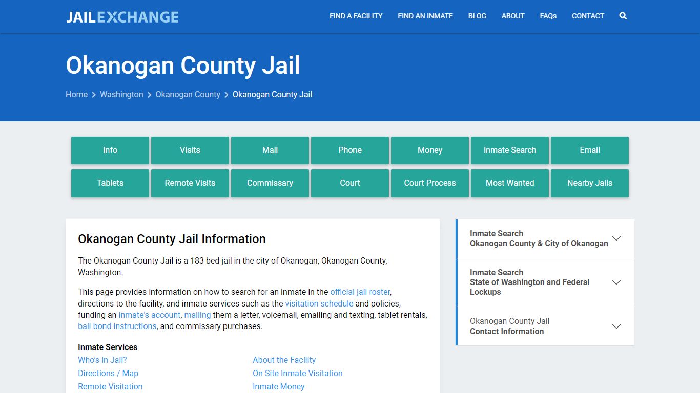 Okanogan County Jail, WA Inmate Search, Information